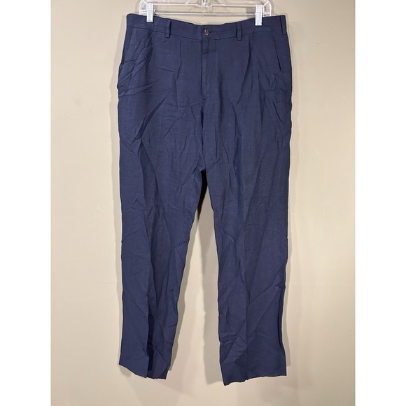 Ralph Lauren Purple Label Mens Indigo Linen Trousers Sz 34x30 Old Money Flaws**